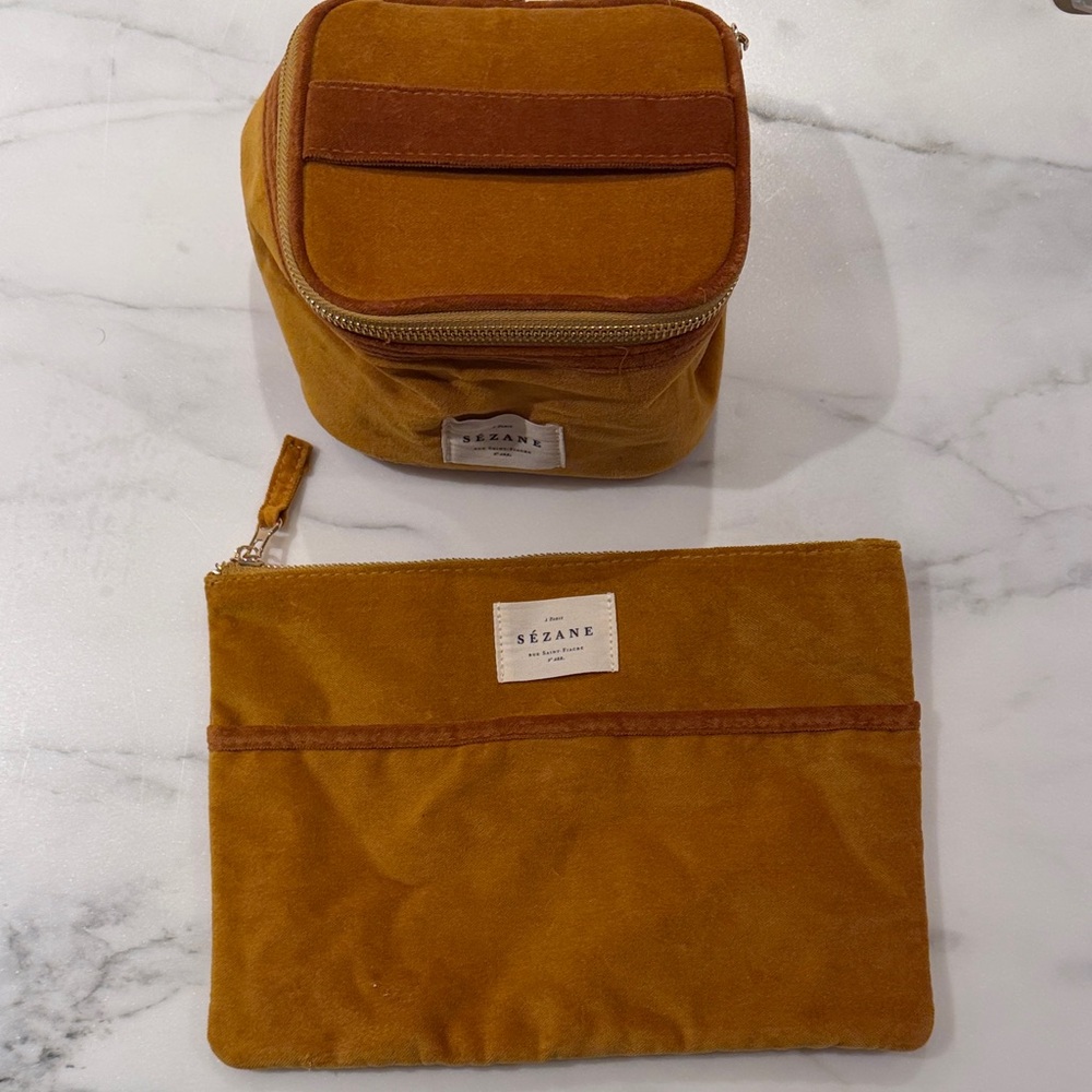 Sézane Bag Set x mustard velvet